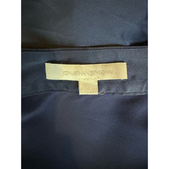 Jonathan Simkhai Navy Satin One Shoulder Jumpsuit Size 4 Formal Evening Party - Picture 9 of 11